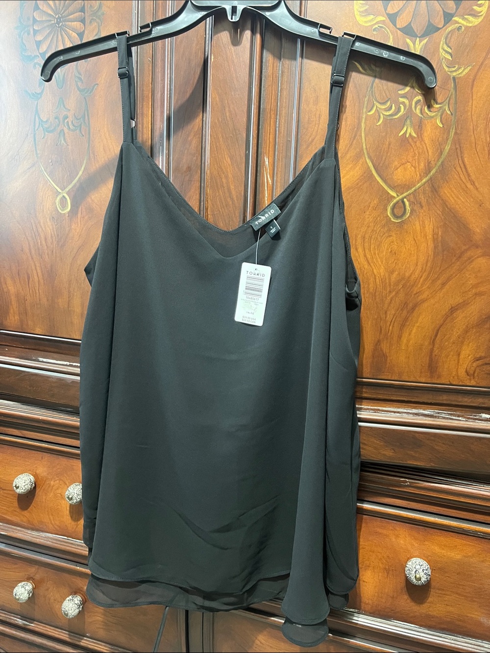 Torrid Sheer Black V-Neck Adjustable Strap Cami